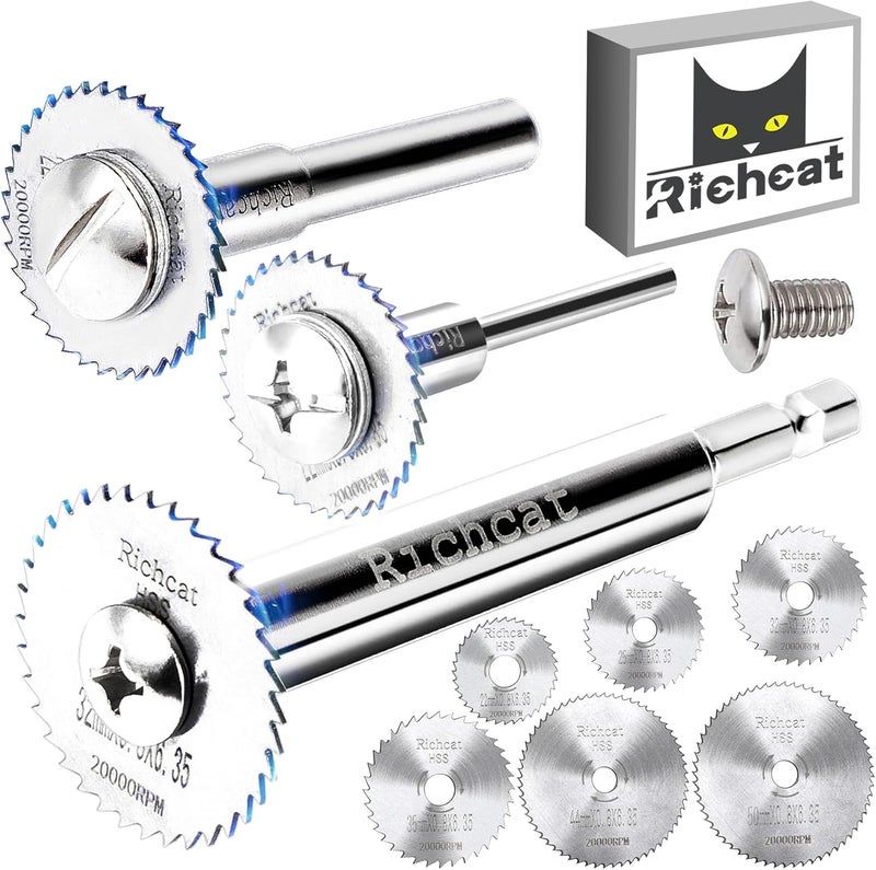 Richcat PVC Pipe Inside Cutter,1/4" Hex Shank,1/8" Round Shank,1/4" Round Shank,Plumbing Internal Plastic ABS Pipe Cutter Set,6*Blades,0.87"&1"&1.26''&1.38"&1.74''&1.97" Or Larger Diameter，High Speed Steel - Image 1